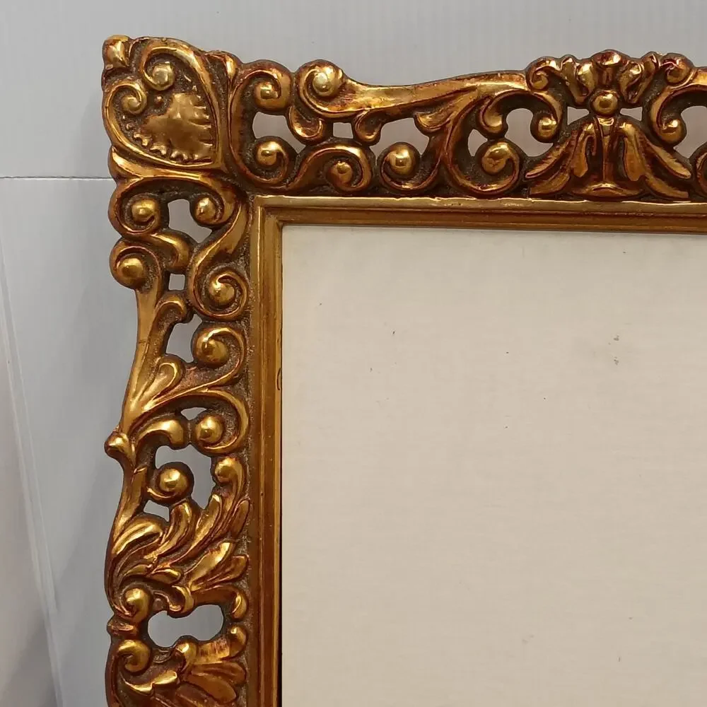 Antique Gold Tone Frame Victorian Baroque Art Nouveau Vintage 13x11 OD 9x7 ID
